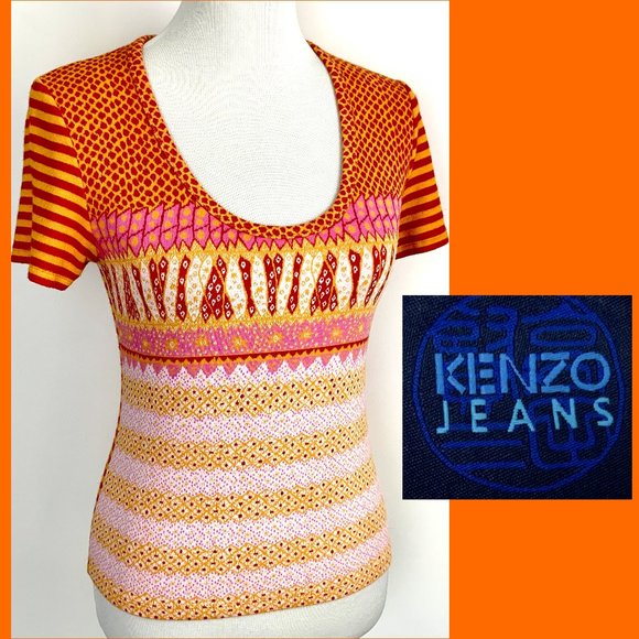Kenzo Tops - KENZO Jeans Vintage Y2K Modal Knit Multicolor Top Tee Sz XL (M)